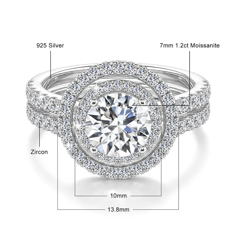 1.2ct Round Moissanite Ring in 925 Sterling Silver