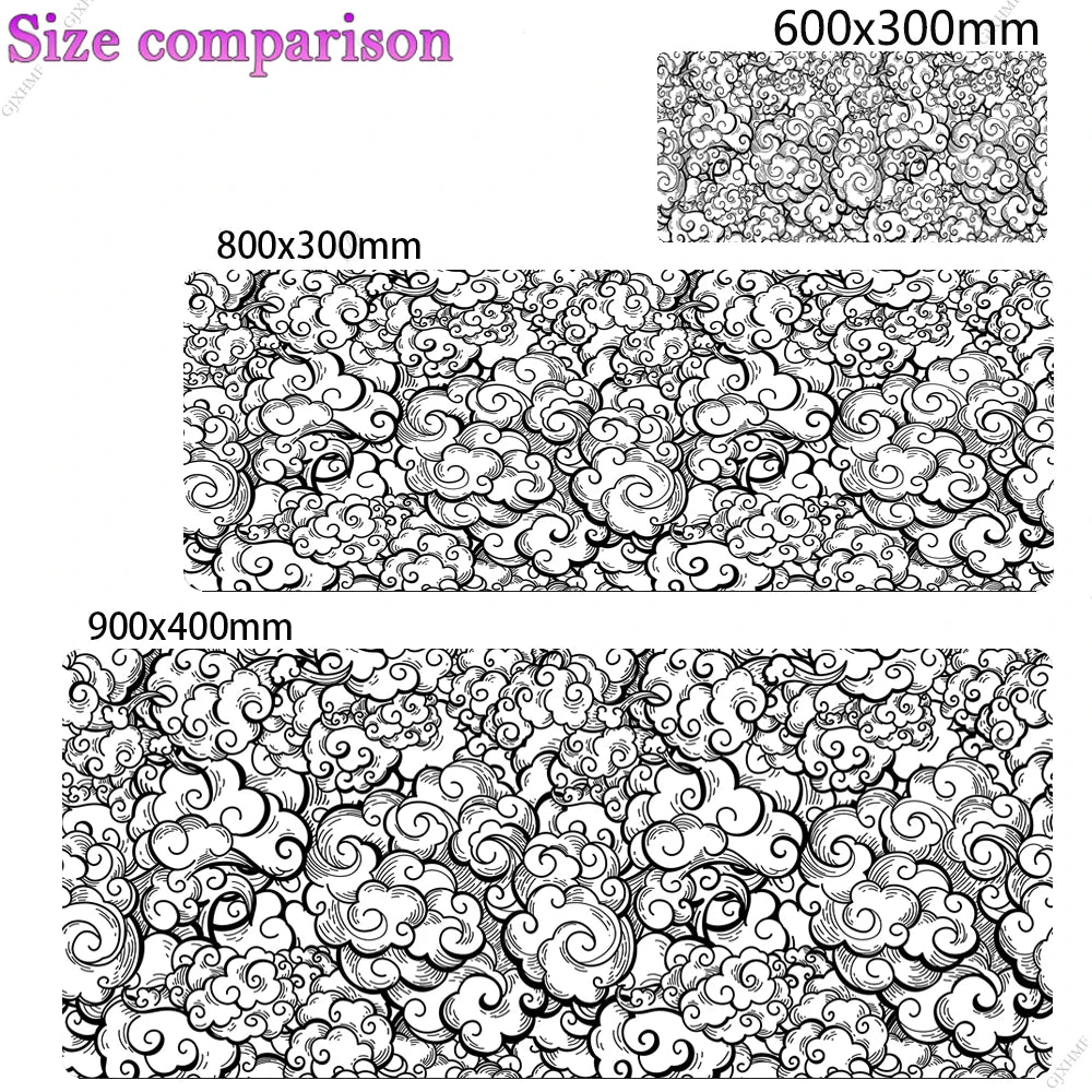 Large Cloud Pattern Desk Mat with Stitched Edges