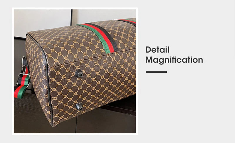 Large Capacity Women's Travel Duffel Tote with Plaid Design