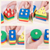 Montessori Wooden Shape Sorting Stacking Toy for Toddlers