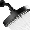A black 6-inch high-pressure rainfall shower head with fine spray nozzles.