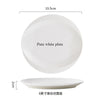 A pure white plate and a shallow white ceramic soup bowl are shown.