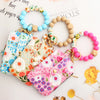 Floral Print PU Leather Wristlet Wallet with Card Holder