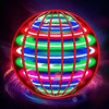 A vibrant red orb with glowing green, blue, and purple light bands, resembling a sphere or boomerang.