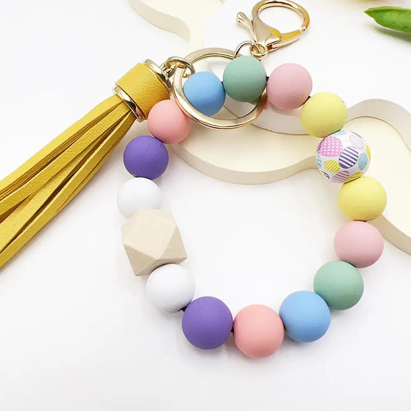 Boho Silicone Bead Keychain with Tassel