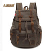 Vintage Canvas Backpack with Leather Accents – Large Capacity Travel & Laptop Bag