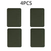 Four dark olive green iron-on fabric patches for clothing repair or DIY decor