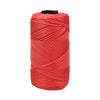 A spool of bright red ice cotton silk thread for knitting and crochet