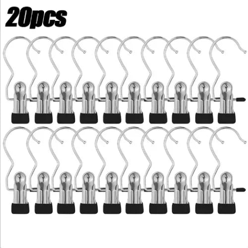 20 pieces of stainless steel clothespins with hooks for space-saving laundry drying