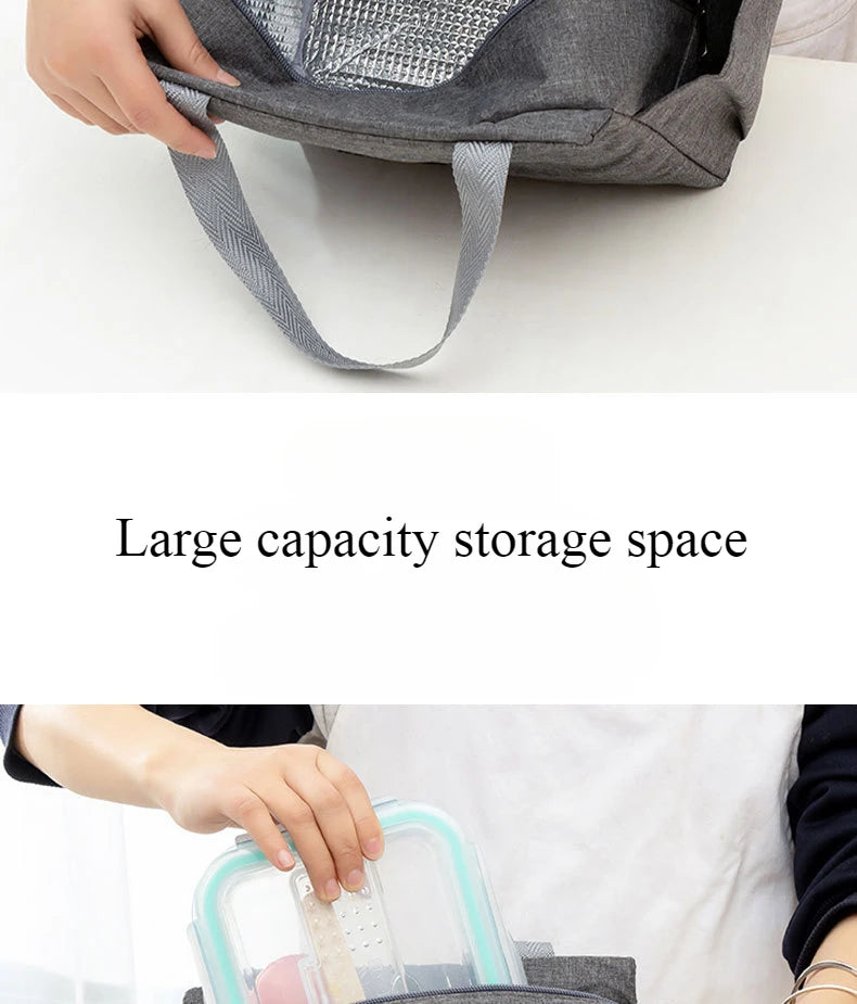Insulated Canvas Lunch Bag with Double Pockets