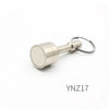 Silver neodymium magnet keychain with a detachable clasp.