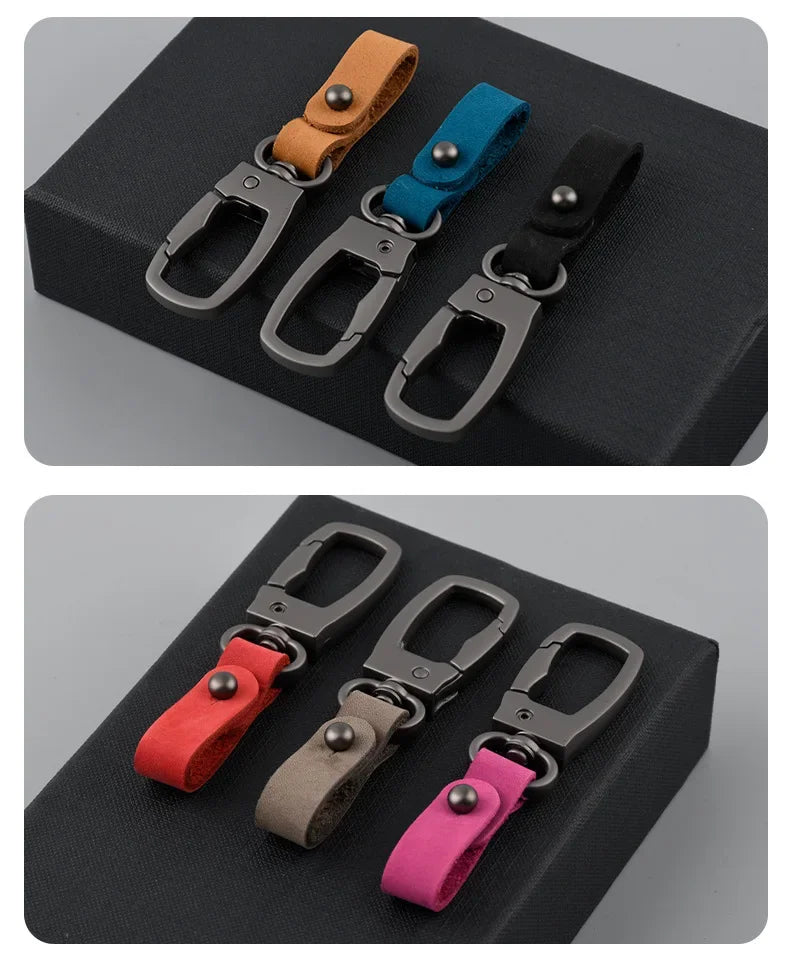 Handcrafted Leather Keychain with Zinc Alloy Ring
