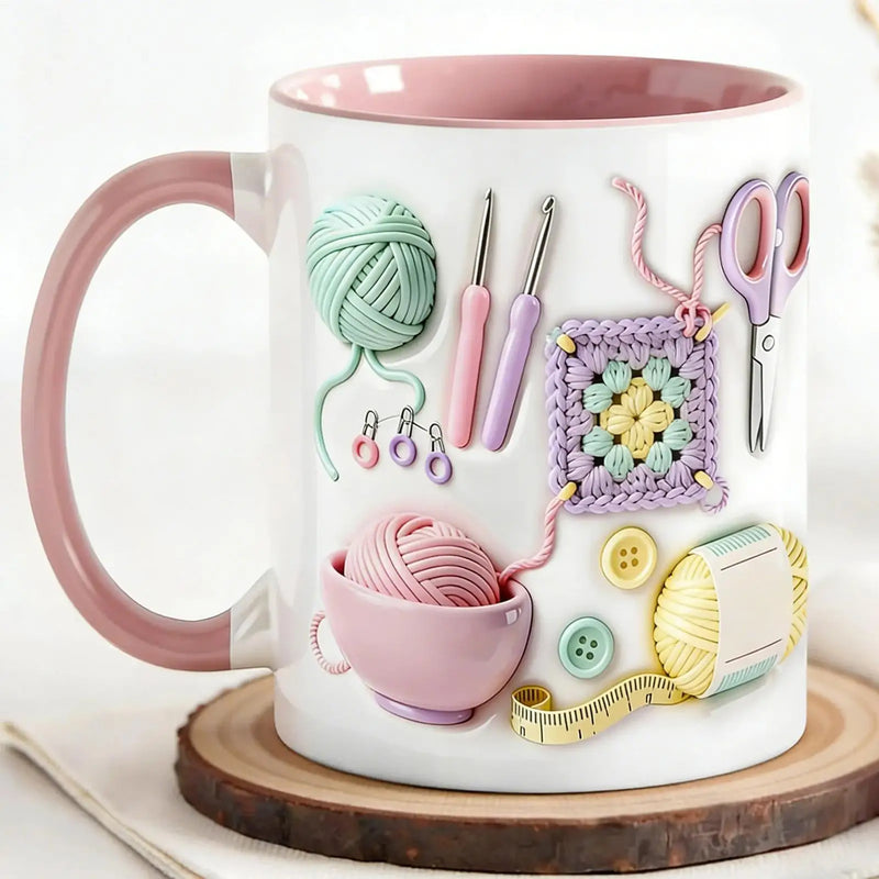 Crochet-Design Ceramic Coffee Mug