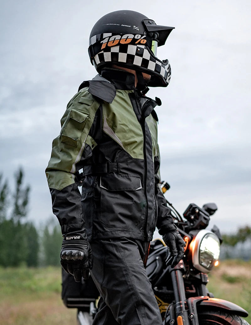 Men's Waterproof Motorcycle Rain Suit with Breathable Fabric