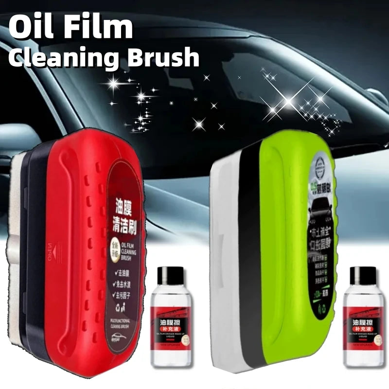 Car Windshield Oil Film Cleaning Brush with Sponge Applicator
