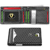 Slim RFID Blocking Leather Card Holder Wallet with Geometric Pattern