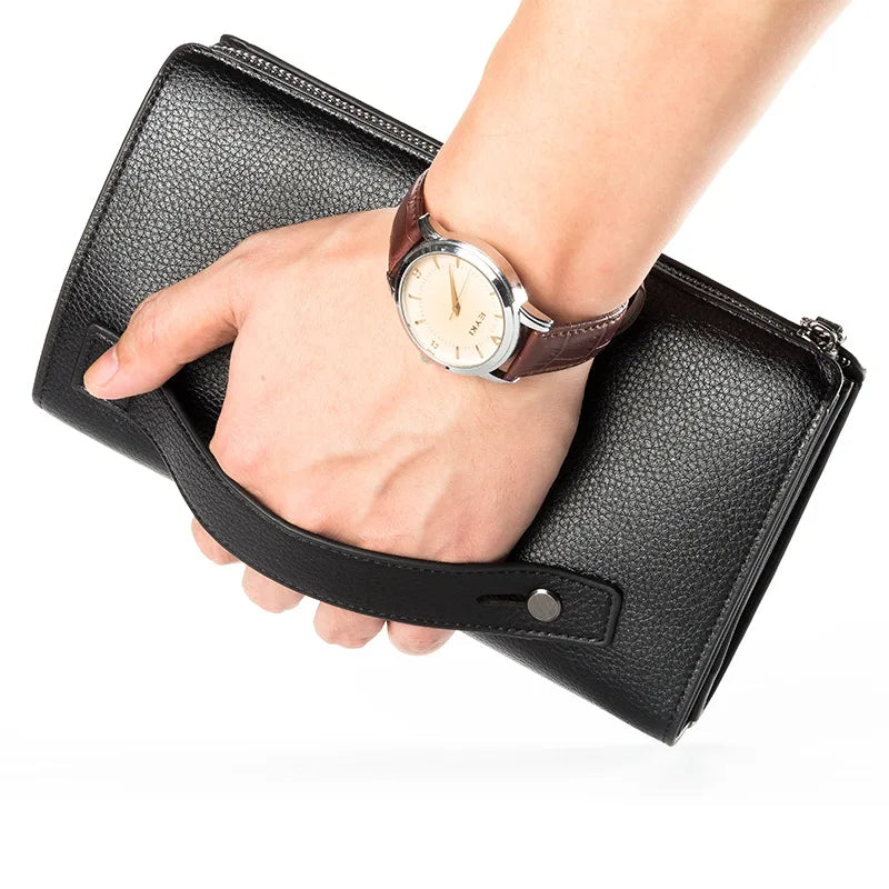 Premium Men's Business Handbag with Large Capacity and Zipper Closure