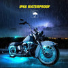 A motorcycle is shown under heavy rain with an IP68 waterproof rating displayed above the image.