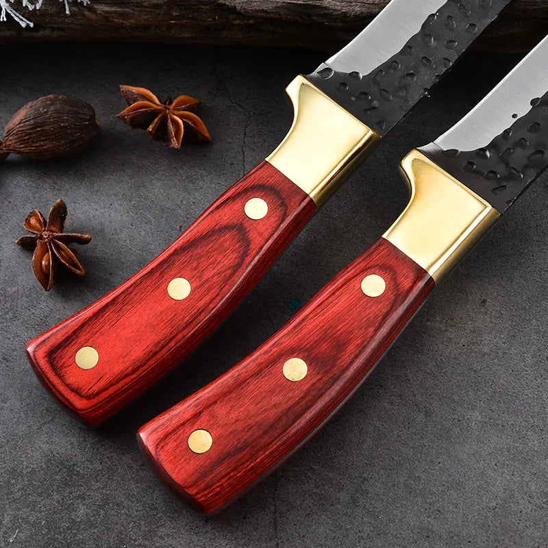 Juego de Cuchillos de Cocina de Acero Inoxidable Forjado con Mangos de Madera