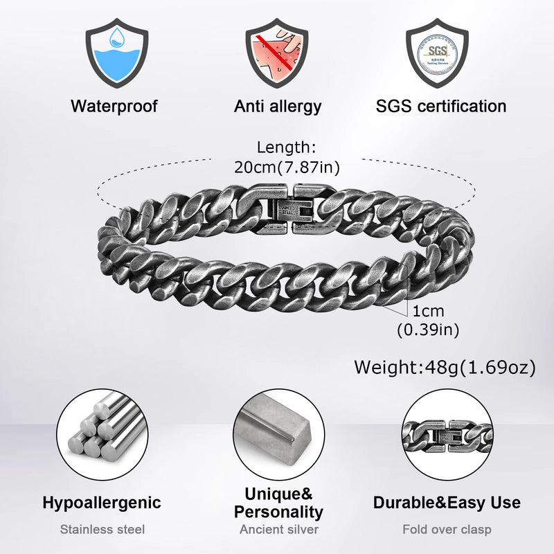Vintage Stainless Steel Cuban Link Bracelet