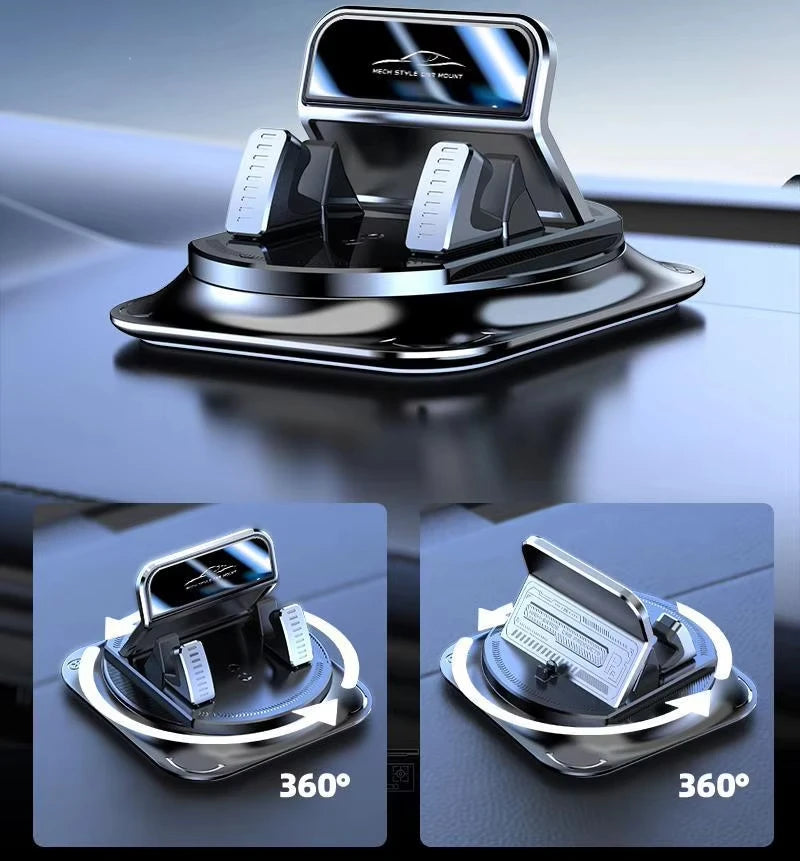 360° Rotating Car Phone Holder with Dashboard Mount and Parking Number Plate