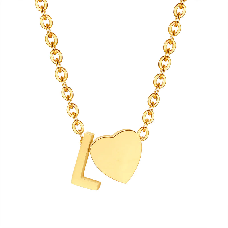 Dainty Heart Initial Necklace