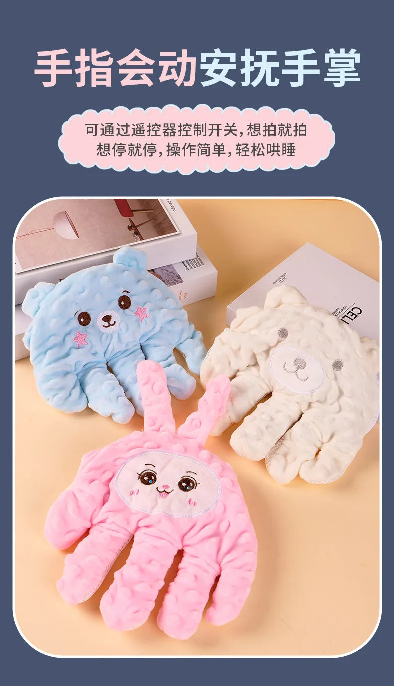 Soothing Cartoon Bear Sleep Aid Pillow with Remote Control for Newborns