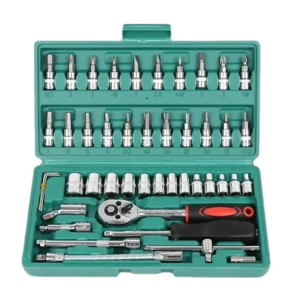 46-Piece Ratchet Socket and Bit Tool Set with Carrying Case