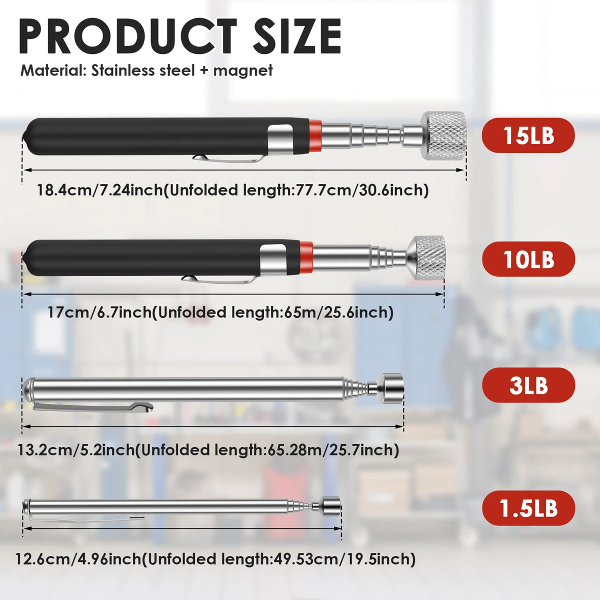 Telescopic Magnetic Pickup Tool with Extendable Handle