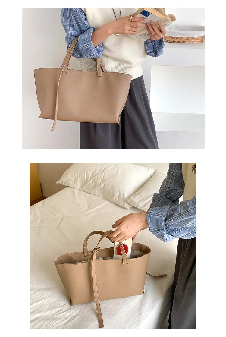 Soft PU Leather Tote Bag for Women – Spacious Everyday Carryall