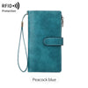 Vintage RFID-Blocking Long Wallet with Wristlet Strap