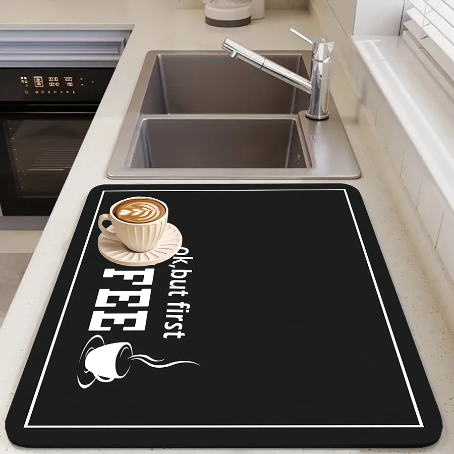 Black Letter Coffee Mat for Countertop