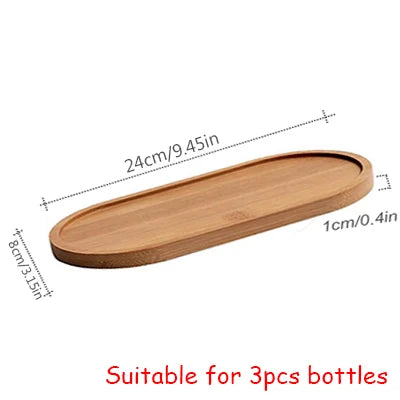 A wooden refillable soap dispenser bottle suitable for 3 pieces.