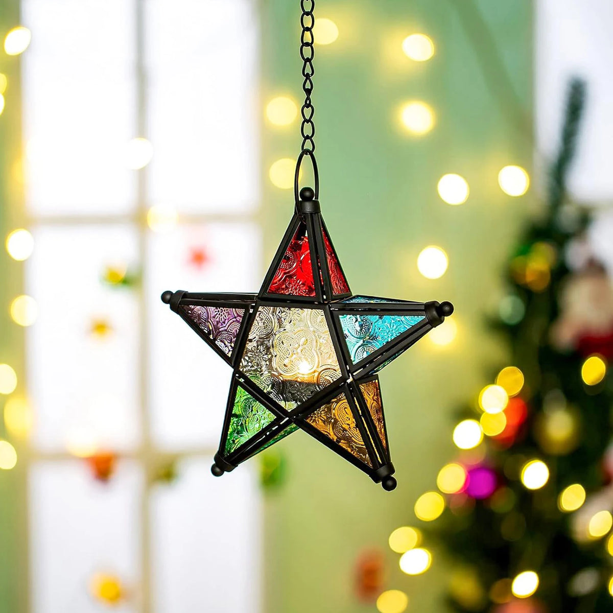 Forged Iron Star Hanging Candlestick