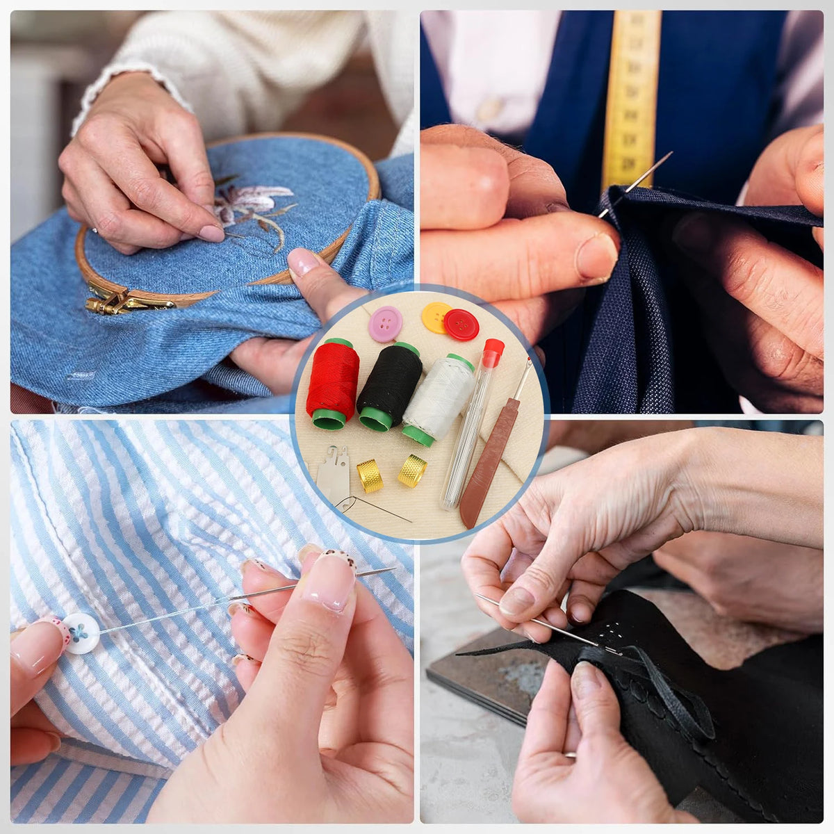 Complete Sewing and Embroidery Kit with Needles, Thread, and Accessories