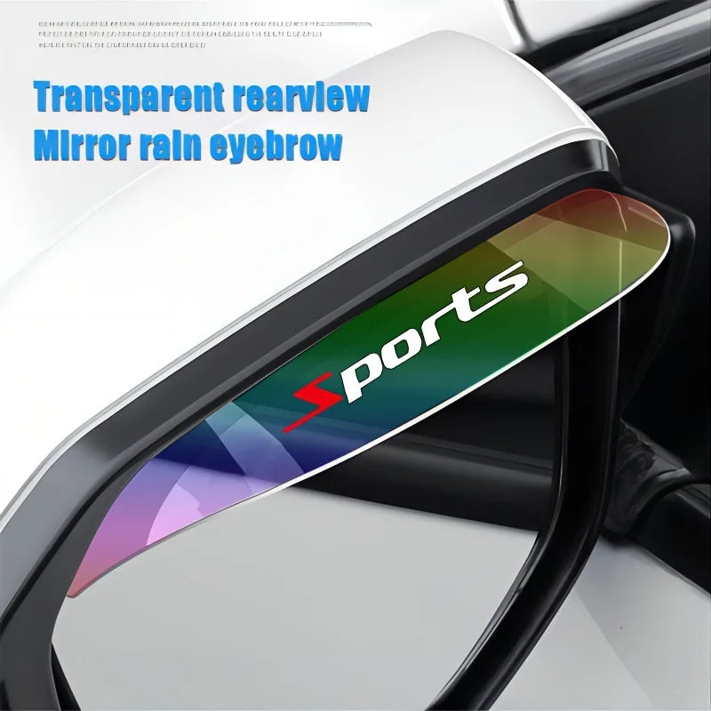Transparent rearview mirror rain eyebrow with a sports design on a car mirror.