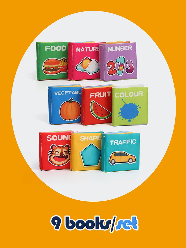 Soft Cloth Books Set for Babies – 9 Washable Early Learning Toys