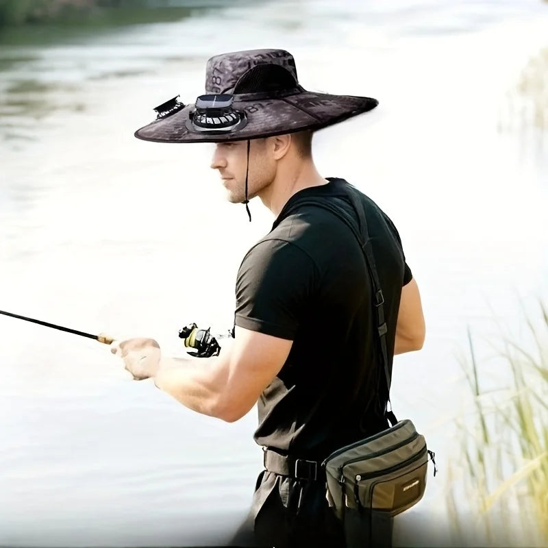 Solar-Powered Cooling Hat with Dual Fans