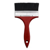 A versatile paint brush with a black bristle and a red plastic handle.