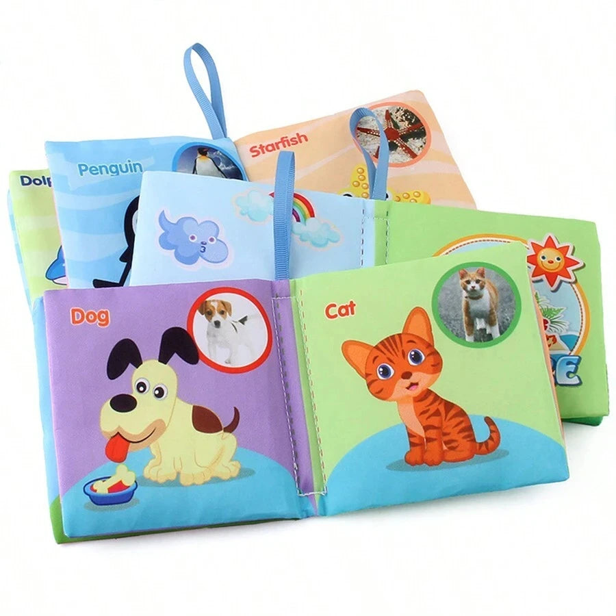 Sensory Cloth Books for Babies with Teether & Crinkle Pages