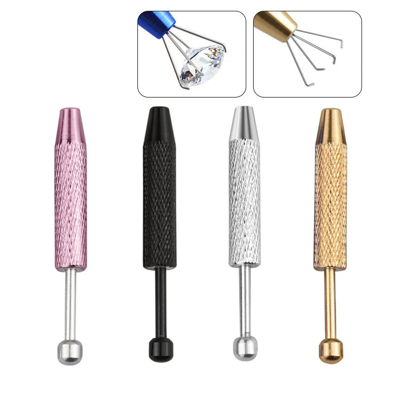 Four-Prong Stainless Steel Jewelry Pick-Up Tool