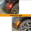 Comparison showing original and iJDM smoked LED side marker lights on a car's rear fender.