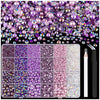 A flatback pearls and rhinestones craft kit featuring various colored beads, a tweezer, and a picker tool.