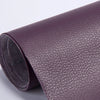 Roll of purple PU leather repair patches, showing the textured surface and rolled edge.