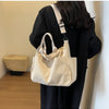 Multi-Pocket Corduroy Tote Bag – Large Capacity Casual Satchel for Travel, Work & Commute
