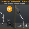 Instructions for using a demagnetizer showing a cordless screwdriver kit with various magnetic settings.
