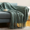 Oversized Chunky Knit Throw Blanket with Tassels