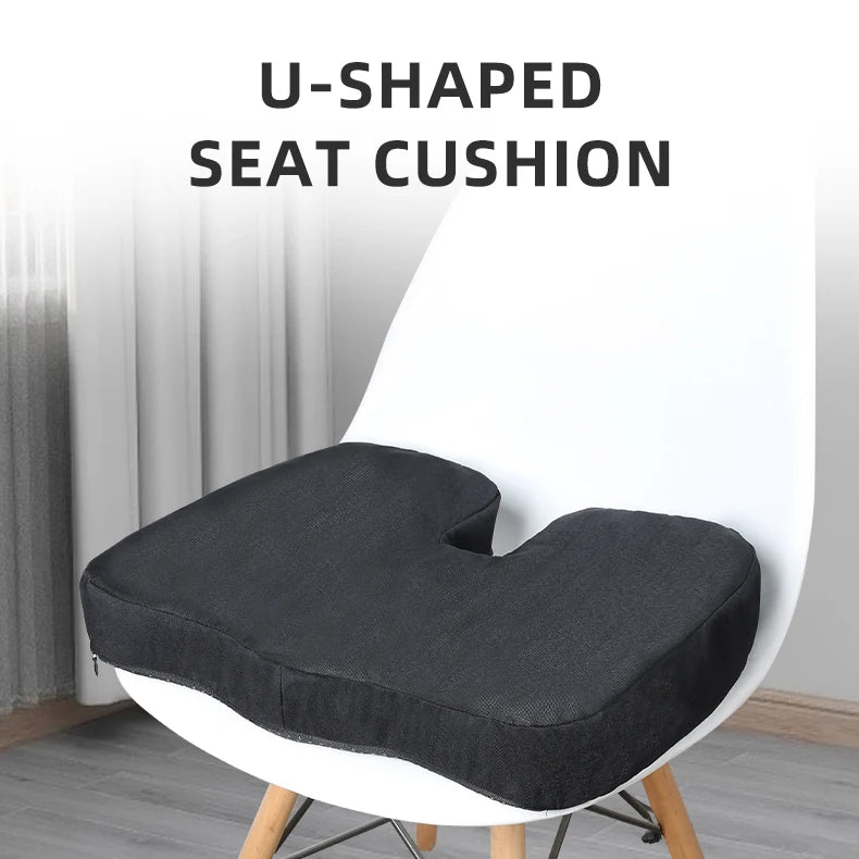 Ergonomic U-Shaped Memory Foam Seat Cushion for Coccyx Pain Relief
