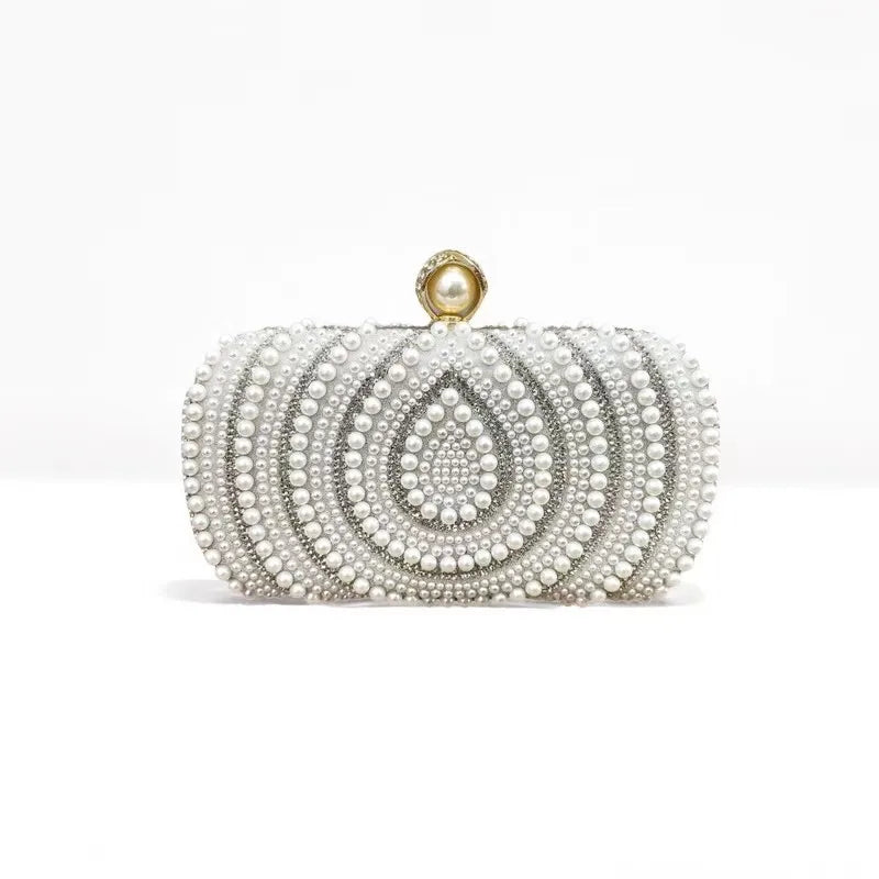 Luxury Pearl And Crystal Evening Clutch Purse