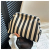 Woven Crochet Hobo Handbag with Colorblock Design
